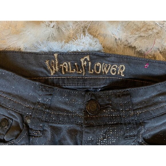 Wall Flower Junior Sz 1 Denim Indigo Fashion Glitter/Sparkle Pants 25" - Picture 4 of 7